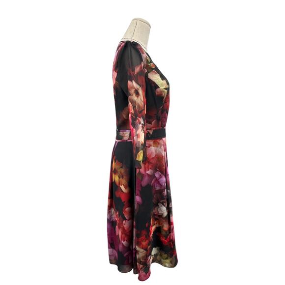 Ted Baker SAKINA Multicolor Floral Print 3/4 Sleeves Fit & Flare Dress Size 2 - Picture 2 of 11